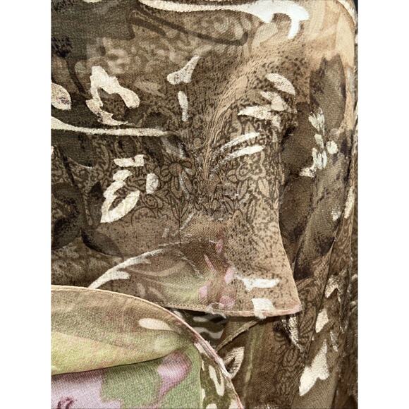 Georgiou Beaded Fringe velvet silk burnout Shawl Scarf 100% Silk 83” X 22” Brown - Picture 2 of 7